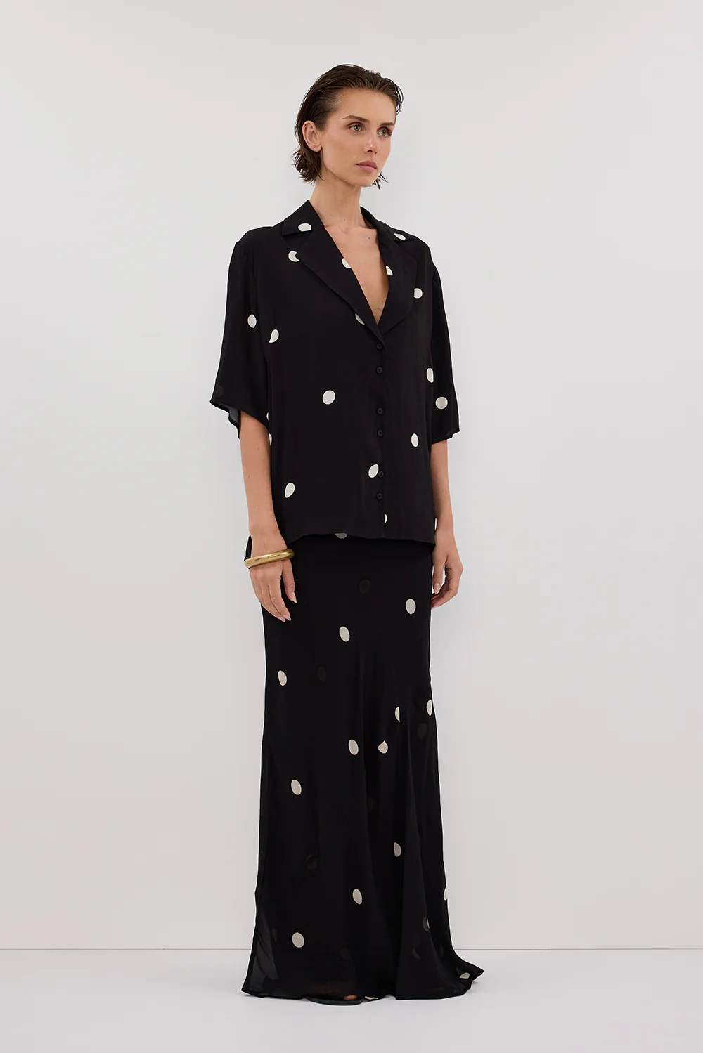 LAURA BLACK SPOT MIDI SKIRT - Image 3