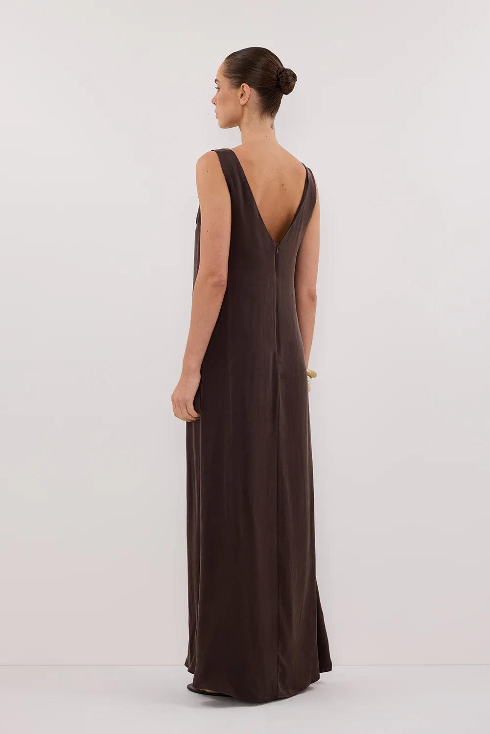 LAYLA BITTER CHOC SILK MIDI DRESS - Image 4