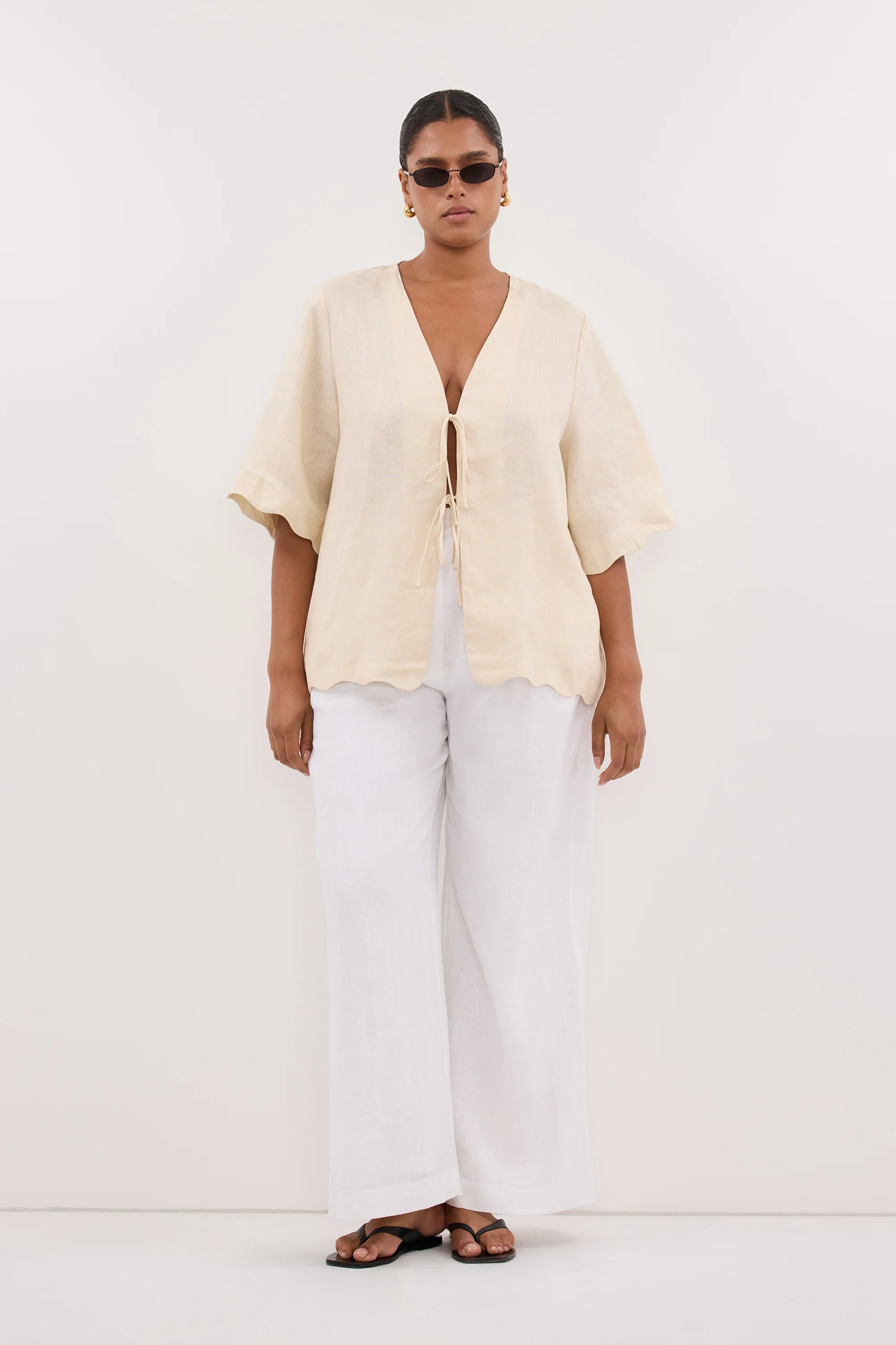 LELA SANDSTONE SHORT SLEEVE LINEN SHIRT - Image 5