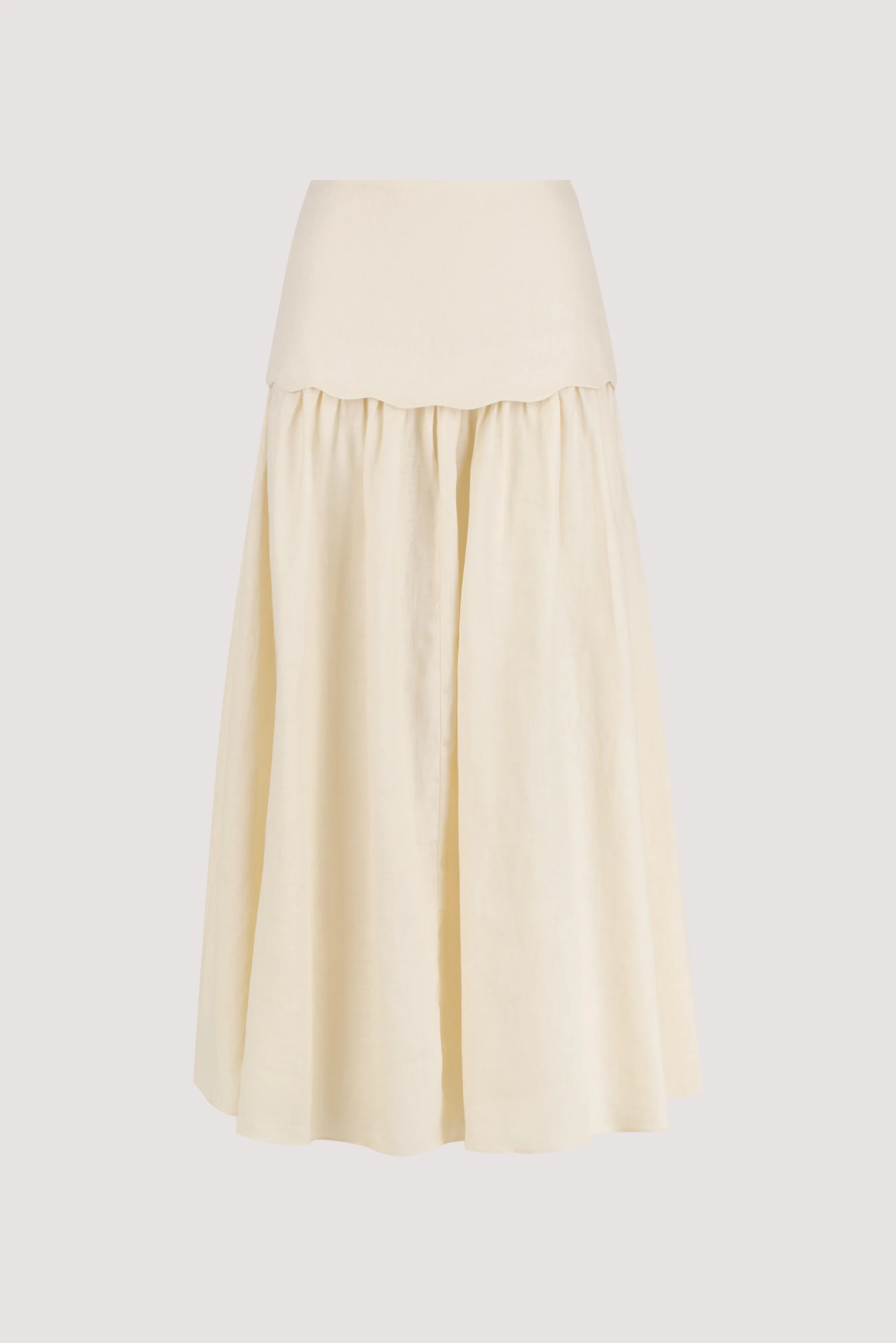 LELA SANDSTONE FOLDOVER LINEN MIDI SKIRT - Image 7