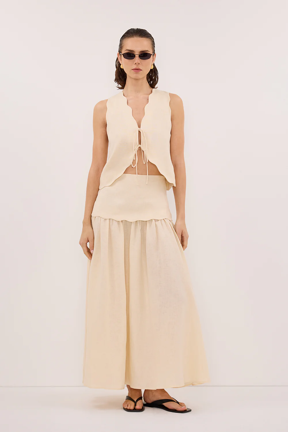 LELA SANDSTONE SLEEVELESS LINEN VEST TOP - Image 6