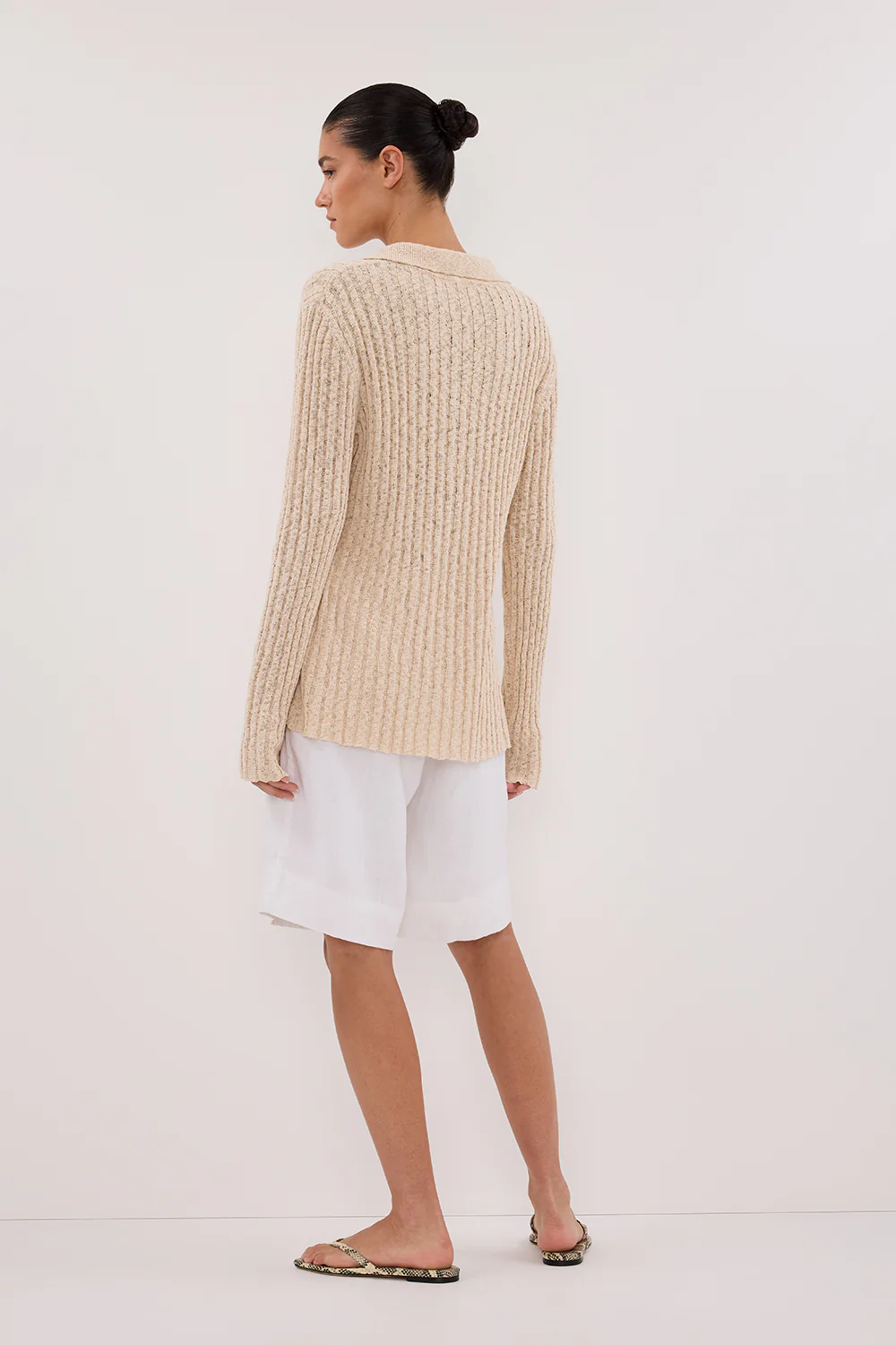 LEN NATURAL LONG SLEEVE KNIT TOP - Image 4