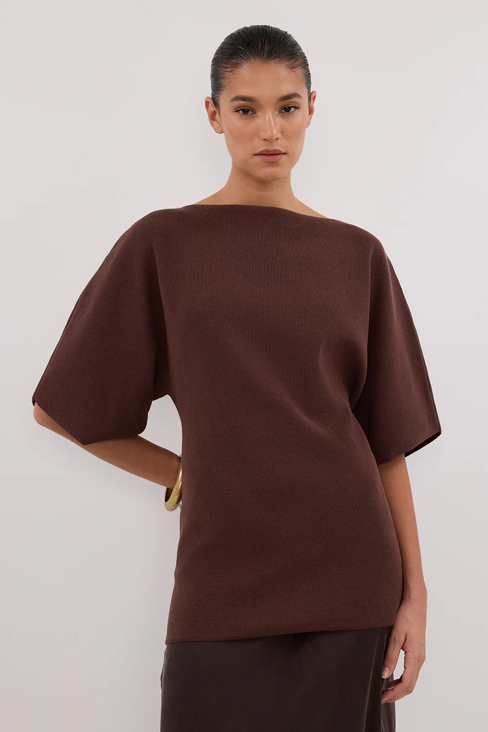 LIA WALNUT SLEEVED KNIT TOP - Image 2