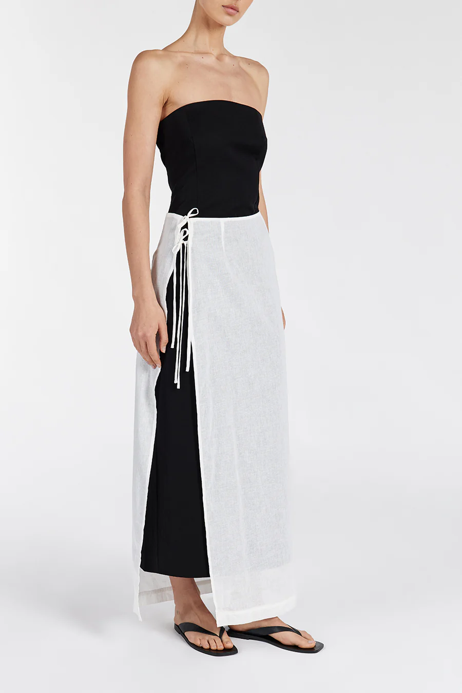 LINA WHITE SARONG SHEER SKIRT - Image 2