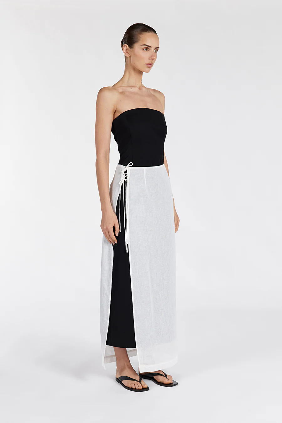 LINA WHITE SARONG SHEER SKIRT - Image 3