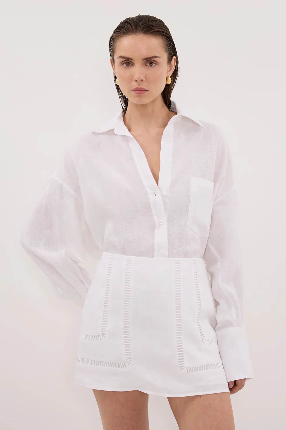 LINDSAY WHITE LINEN SKORT - Image 5