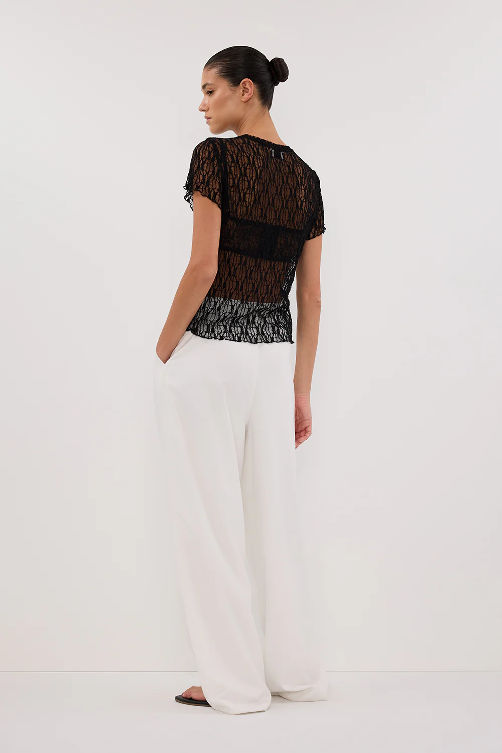 LIZZIE BLACK LACE CAP SLEEVE TOP - Image 4