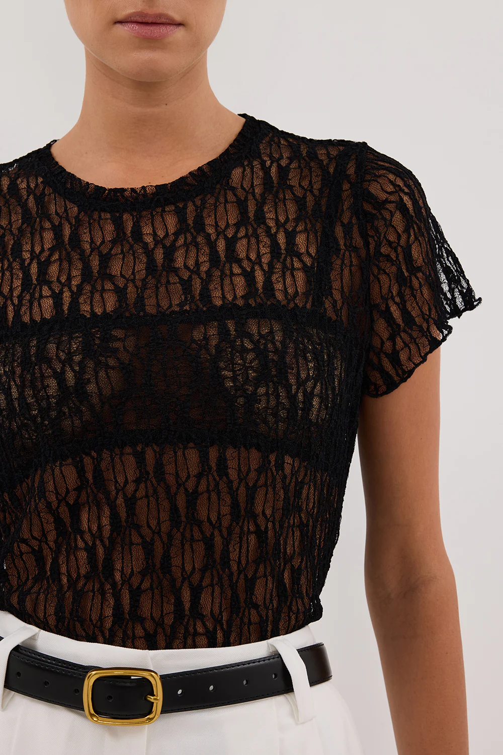 LIZZIE BLACK LACE CAP SLEEVE TOP - Image 5