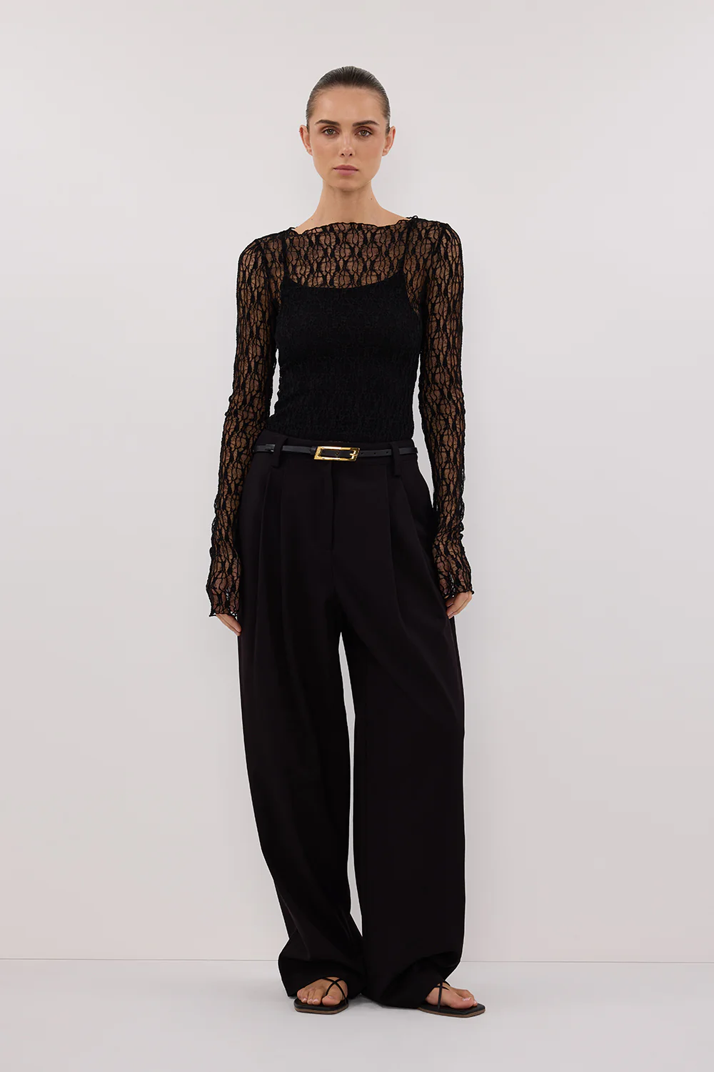 LIZZIE BLACK LACE LONG SLEEVE TOP - Image 6