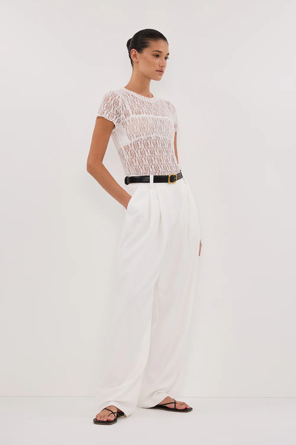 LIZZIE WHITE LACE CAP SLEEVE TOP - Image 3