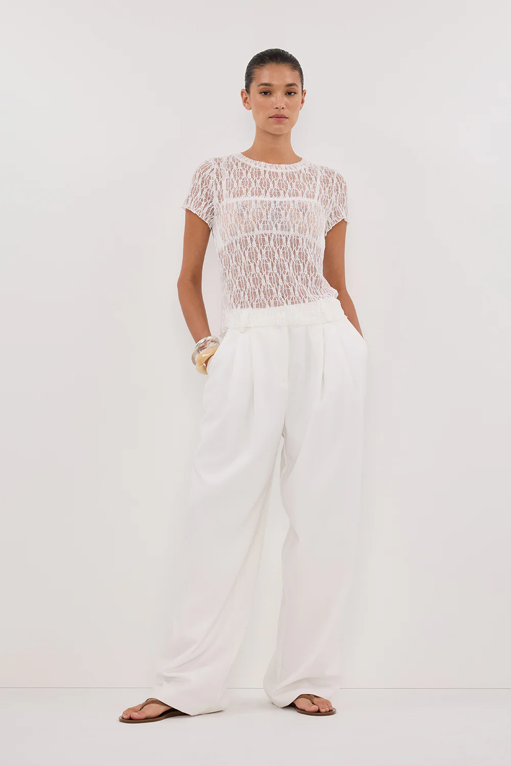LIZZIE WHITE LACE CAP SLEEVE TOP - Image 6