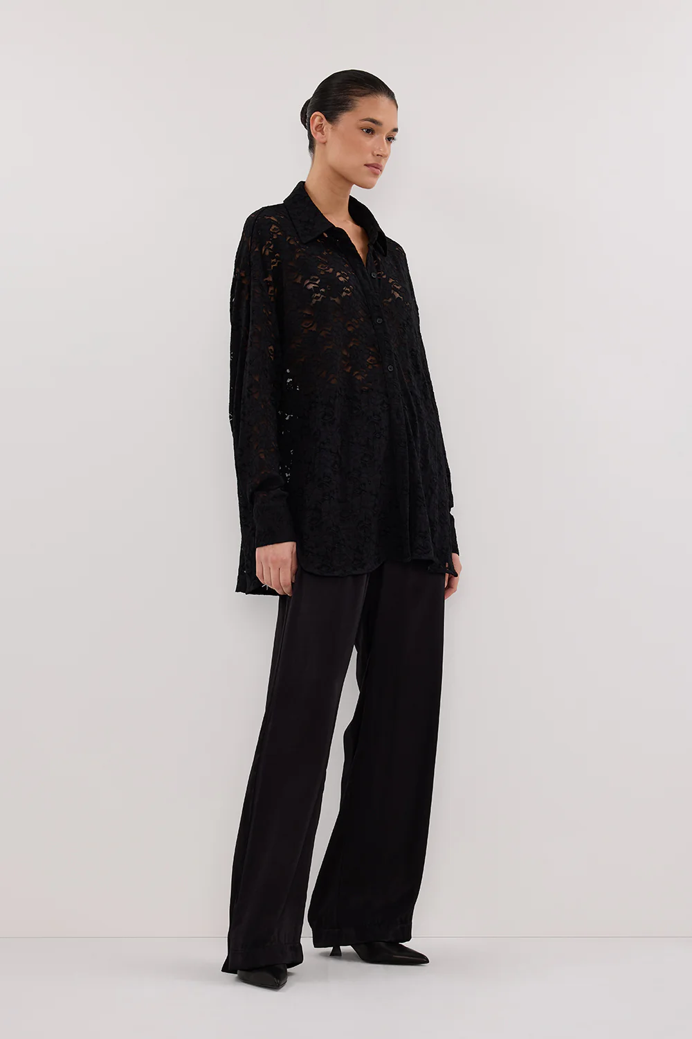 LOULA BLACK LACE LONG SLEEVE SHIRT - Image 3