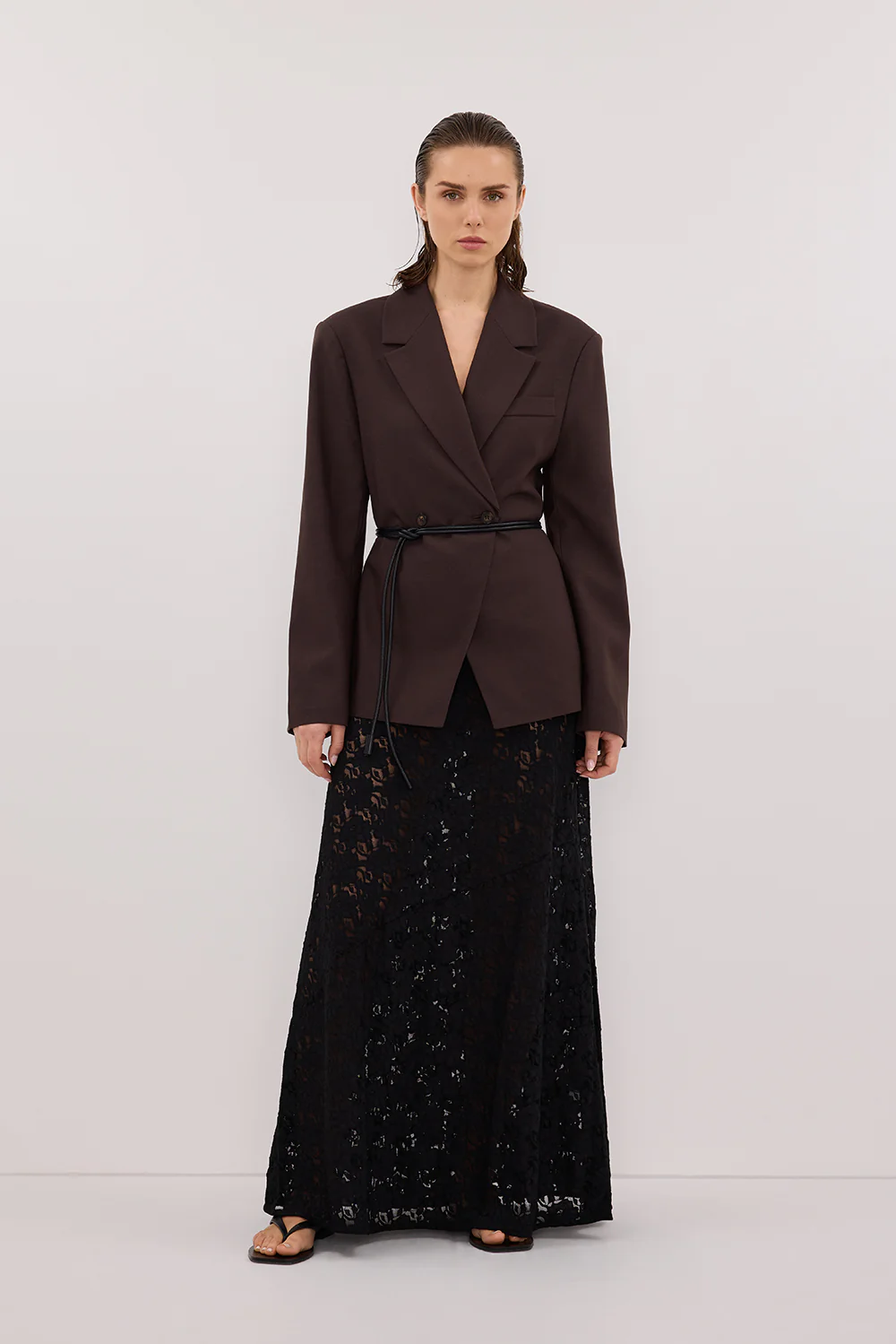 LOULA BLACK LACE MAXI SKIRT