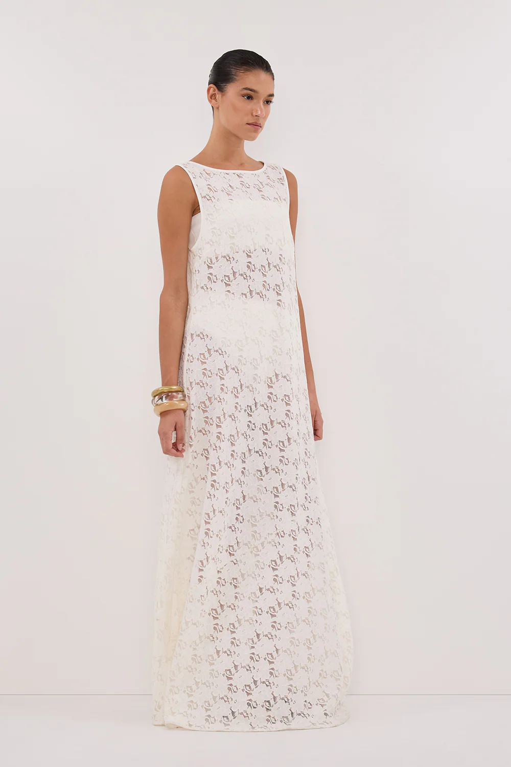 LOULA WHITE LACE MIDI DRESS - Image 3