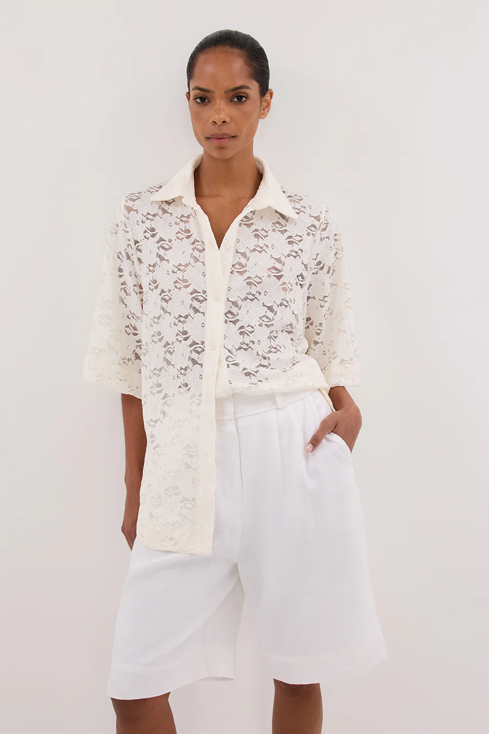 LOULA WHITE LACE SHIRT - Image 2