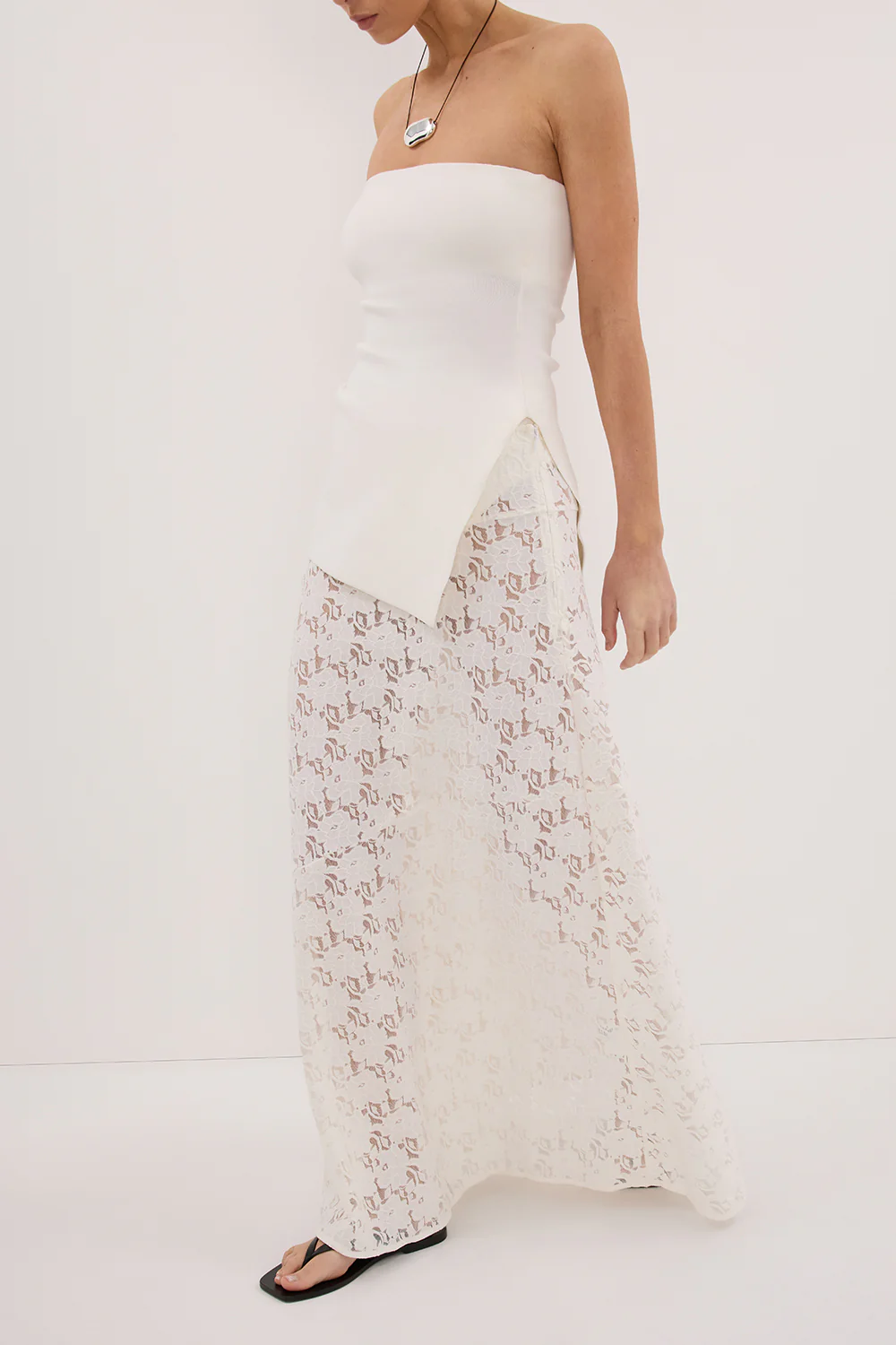 LOULA WHITE LACE MAXI SKIRT - Image 2
