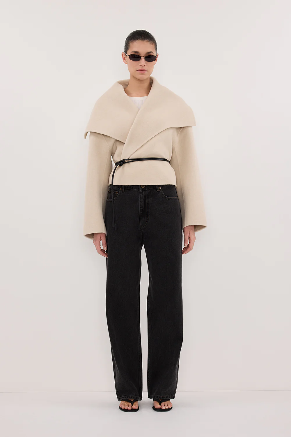 LUCIA BONE CROPPED WOOL BLEND TRENCH COAT - Image 6