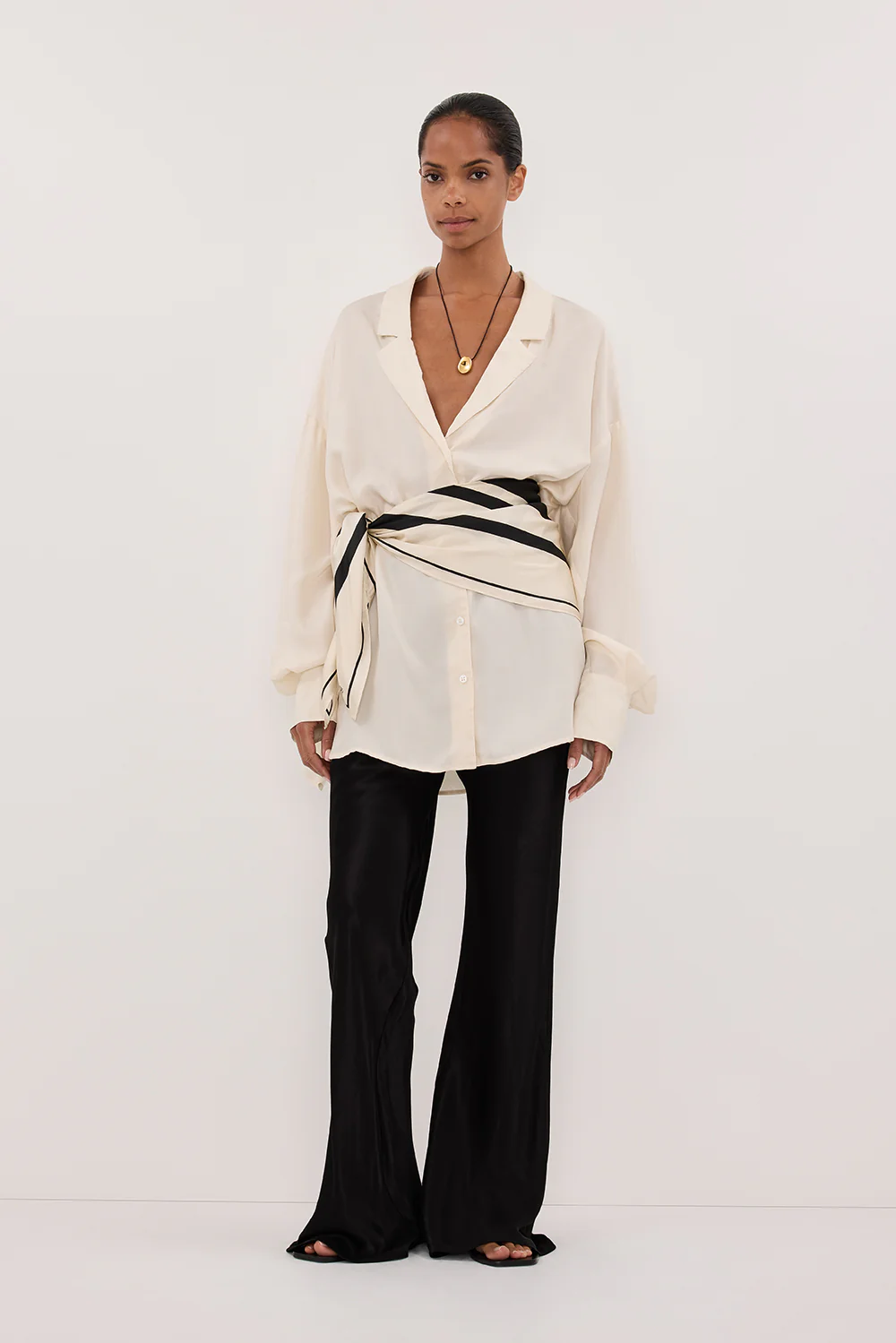 LUCILLE STRAW LONG SLEEVE CUPRO SHIRT