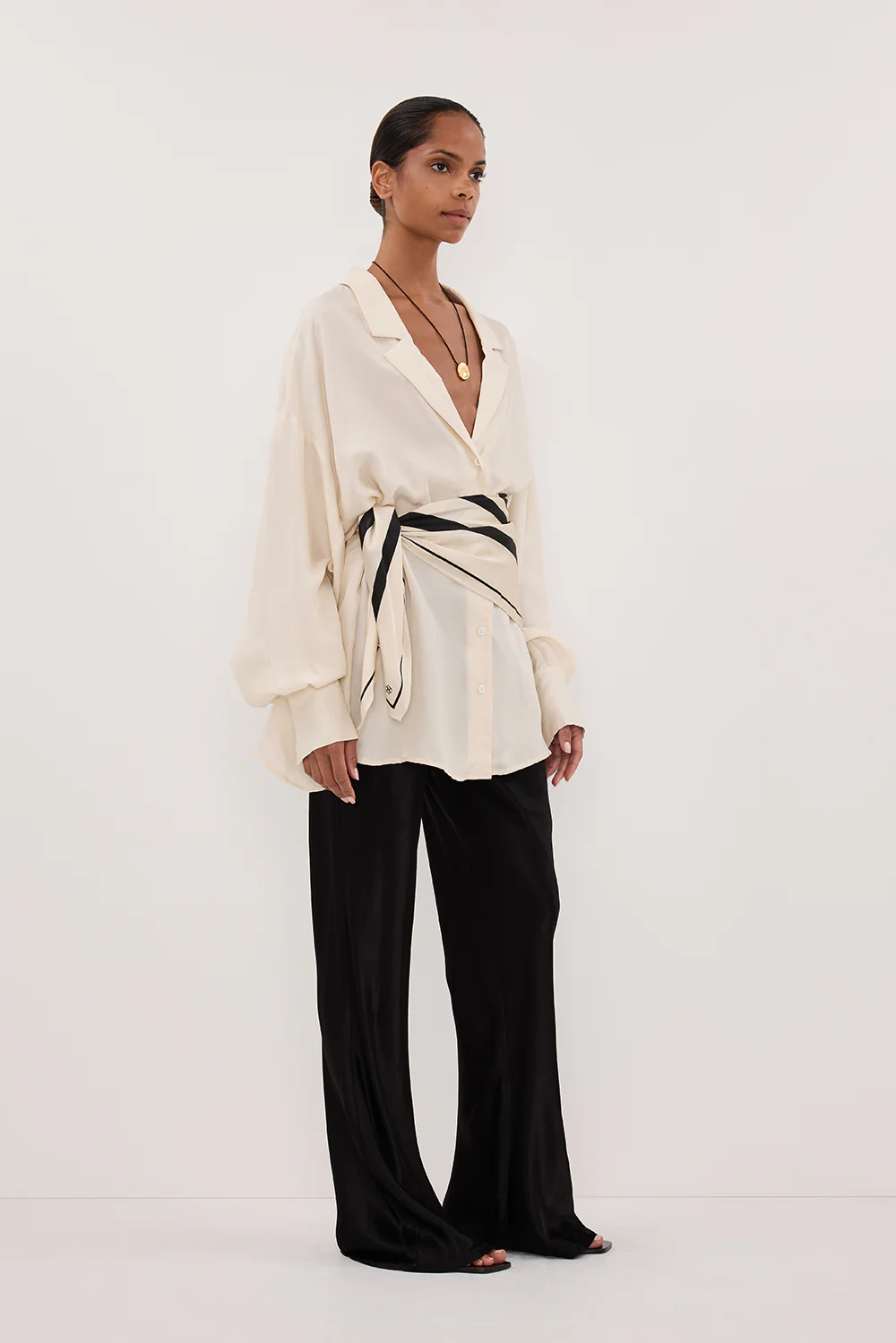 LUCILLE STRAW LONG SLEEVE CUPRO SHIRT - Image 3