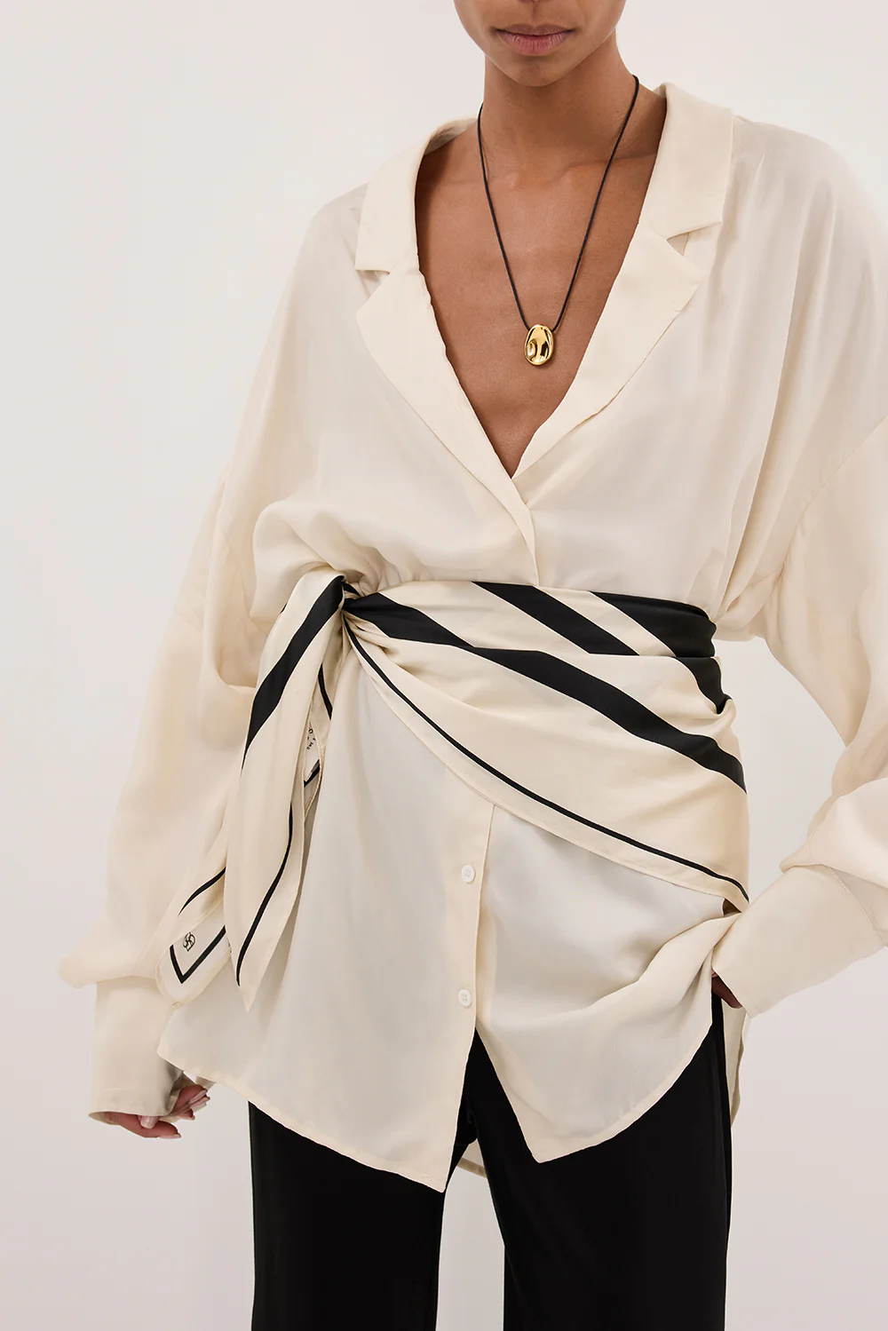 LUCILLE STRAW LONG SLEEVE CUPRO SHIRT - Image 5