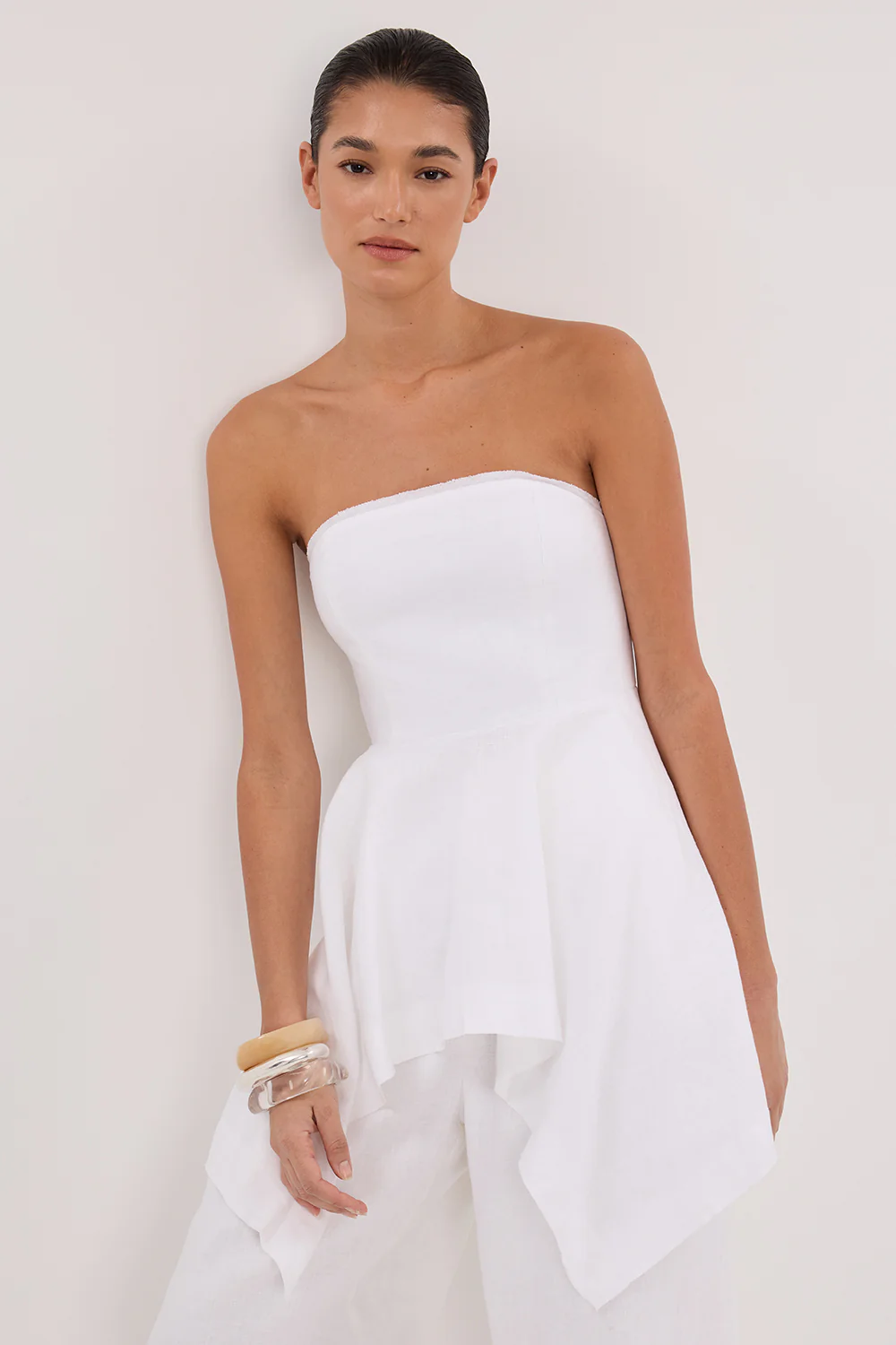 LUNA WHITE LINEN HANDKERCHIEF TOP - Image 2