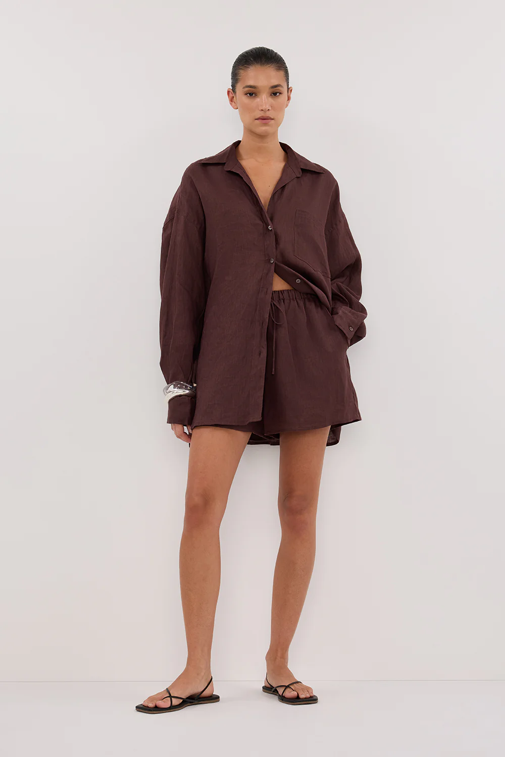 LUNE WALNUT LINEN SHORT