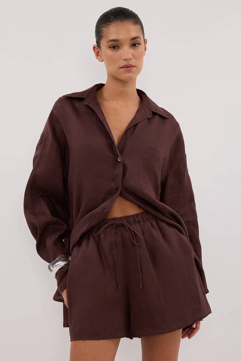 LUNE WALNUT LINEN SHORT - Image 2
