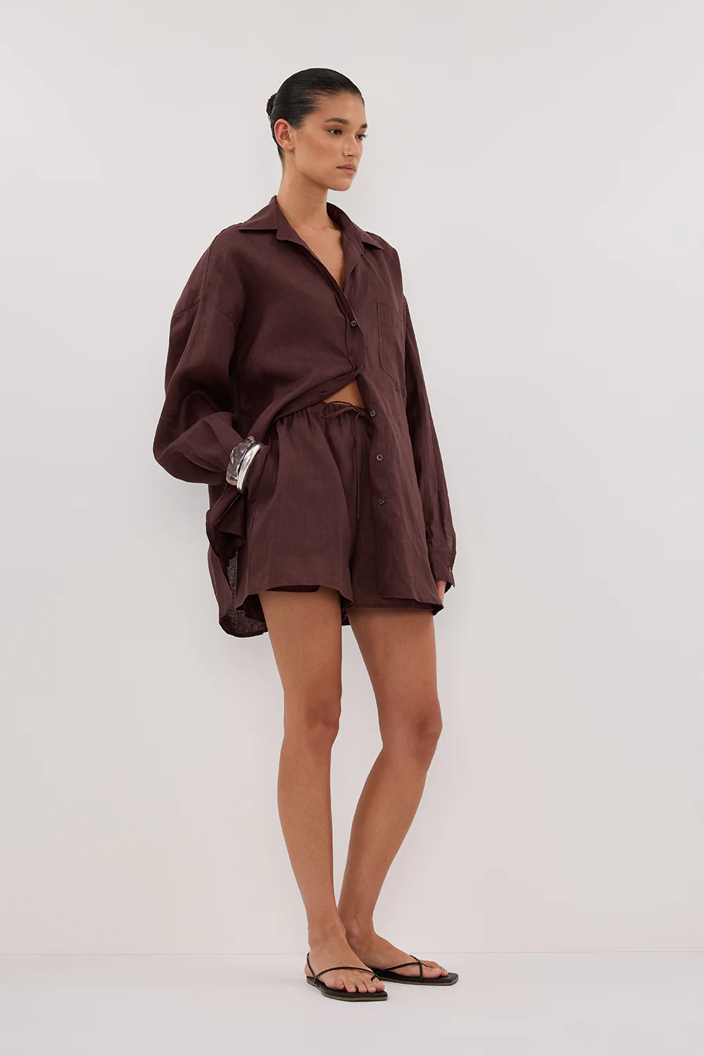 LUNE WALNUT LINEN SHORT - Image 3