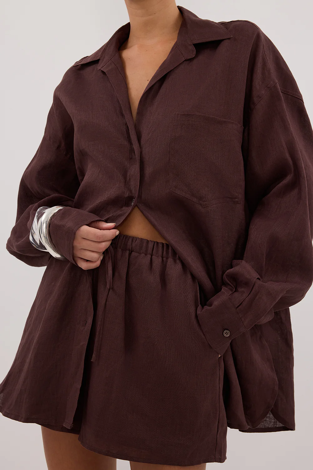 LUNE WALNUT LINEN SHORT - Image 5