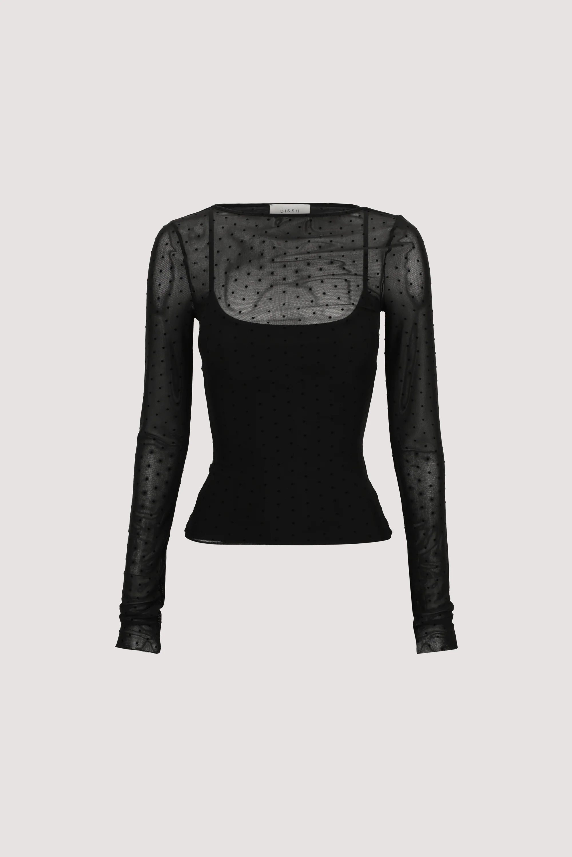MAE BLACK MESH SPOT LONG SLEEVE TOP - Image 6