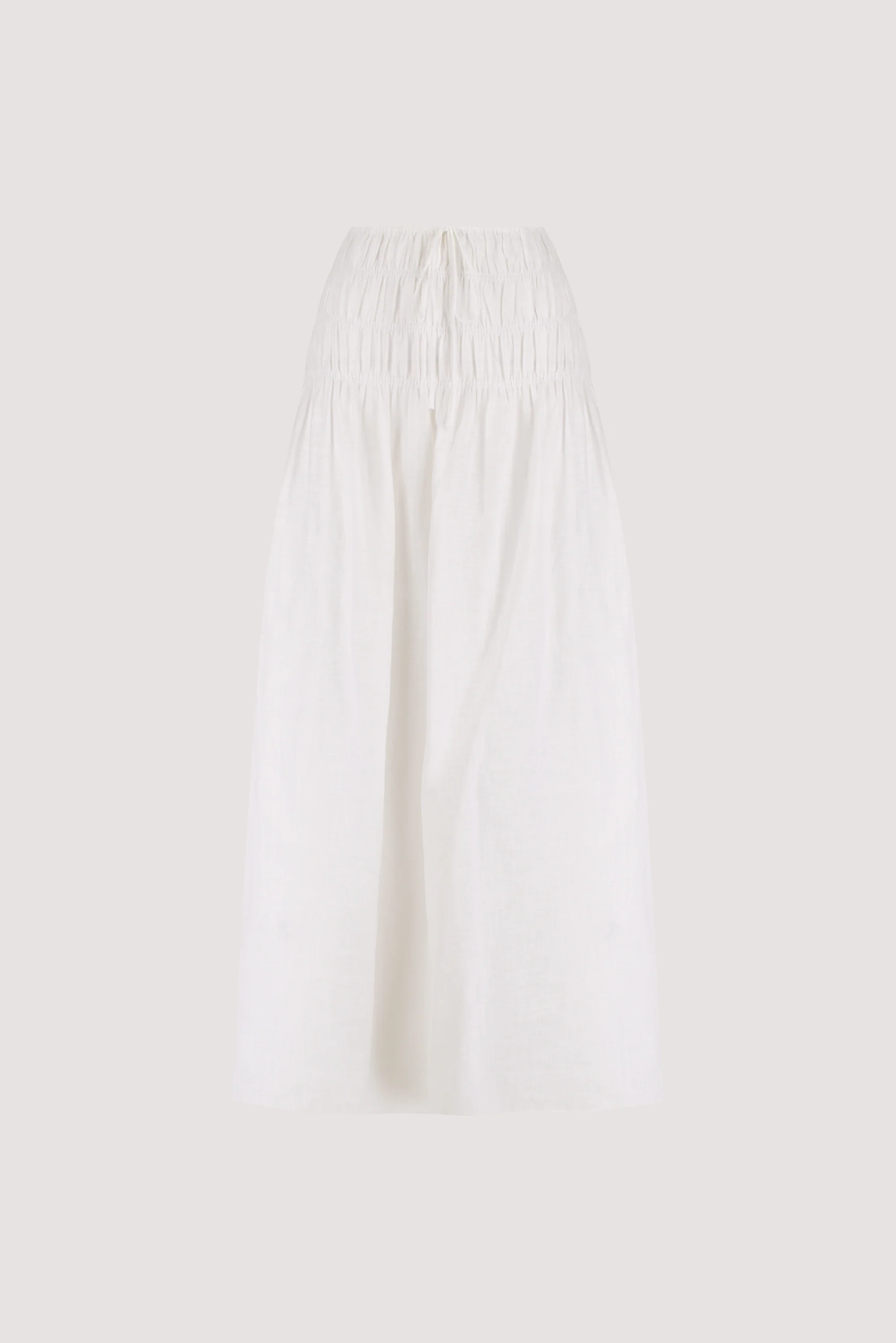 MAIA WHITE LINEN SHIRRED MIDI SKIRT - Image 6