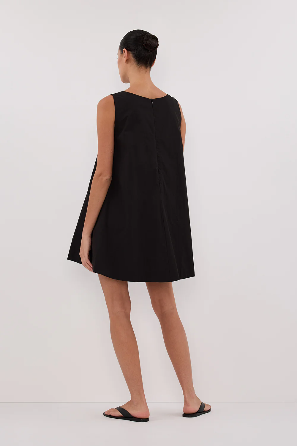 MAISIE BLACK POPLIN MINI DRESS - Image 4
