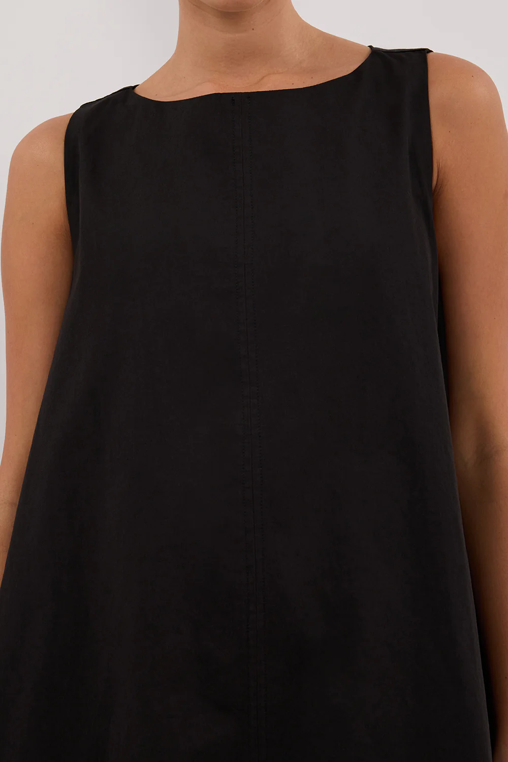 MAISIE BLACK POPLIN MINI DRESS - Image 5