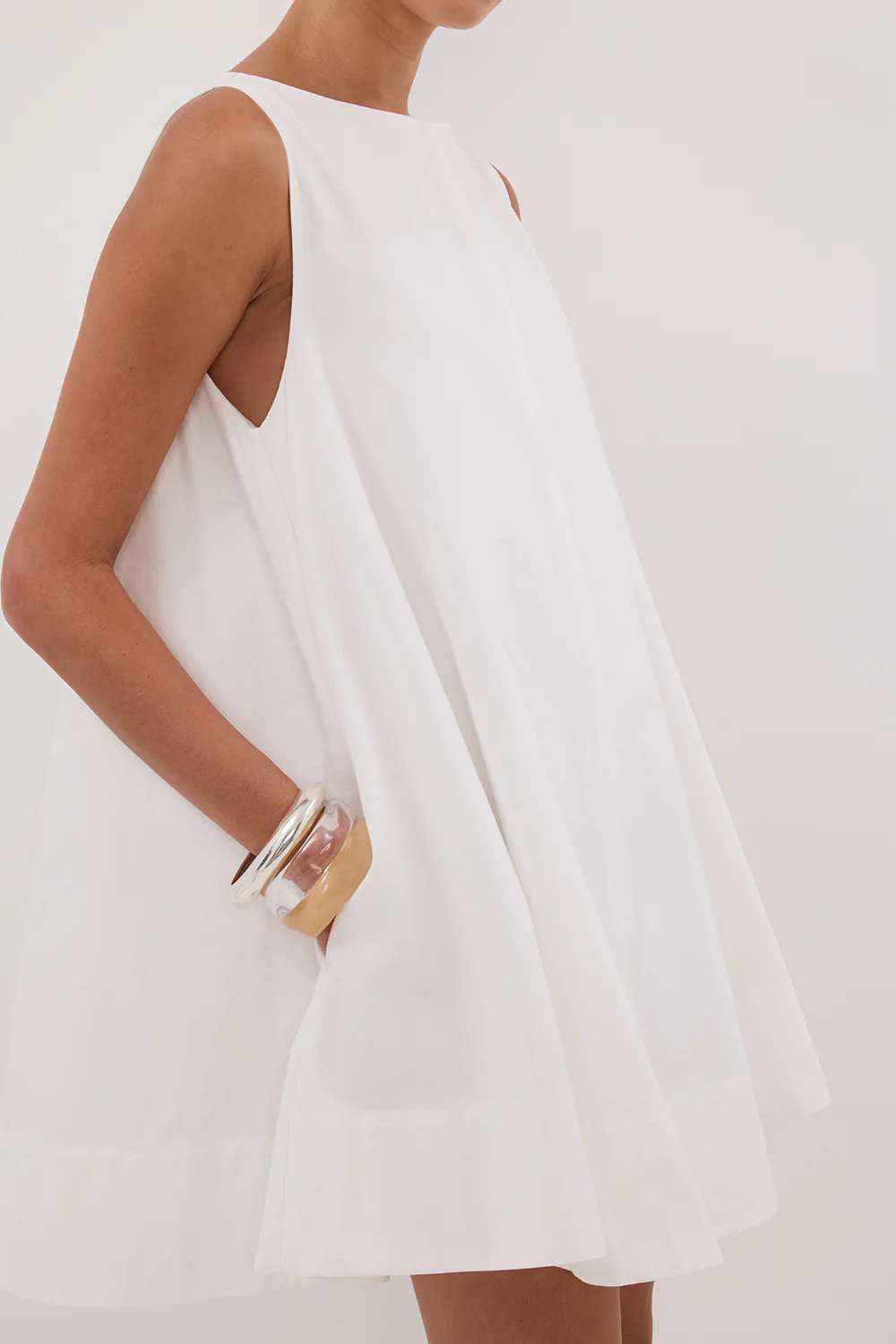 MAISIE WHITE POPLIN MINI DRESS - Image 5