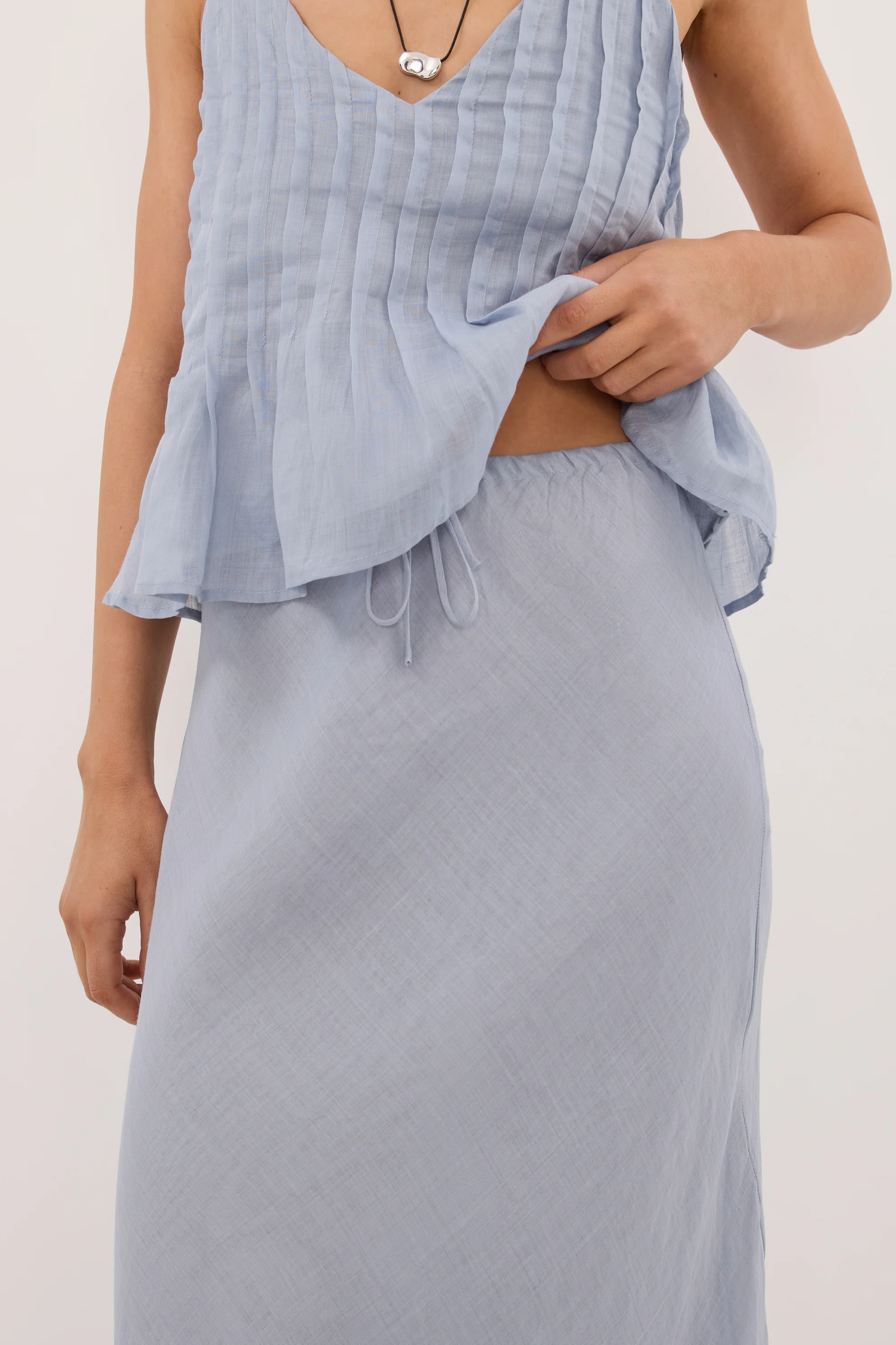 MAISON DUSTY BLUE RAMIE BIAS MAXI SKIRT - Image 5