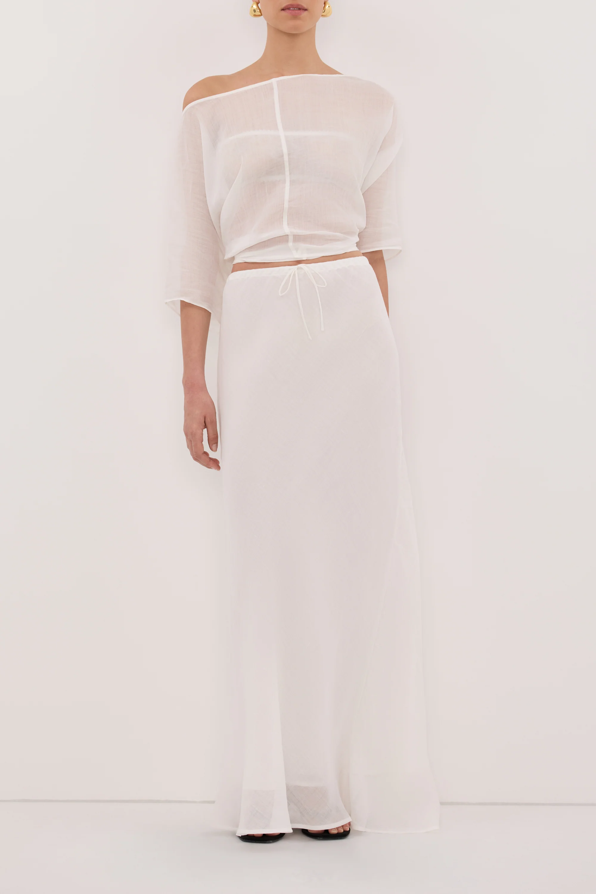 MAISON WHITE RAMIE BIAS MAXI SKIRT - Image 5