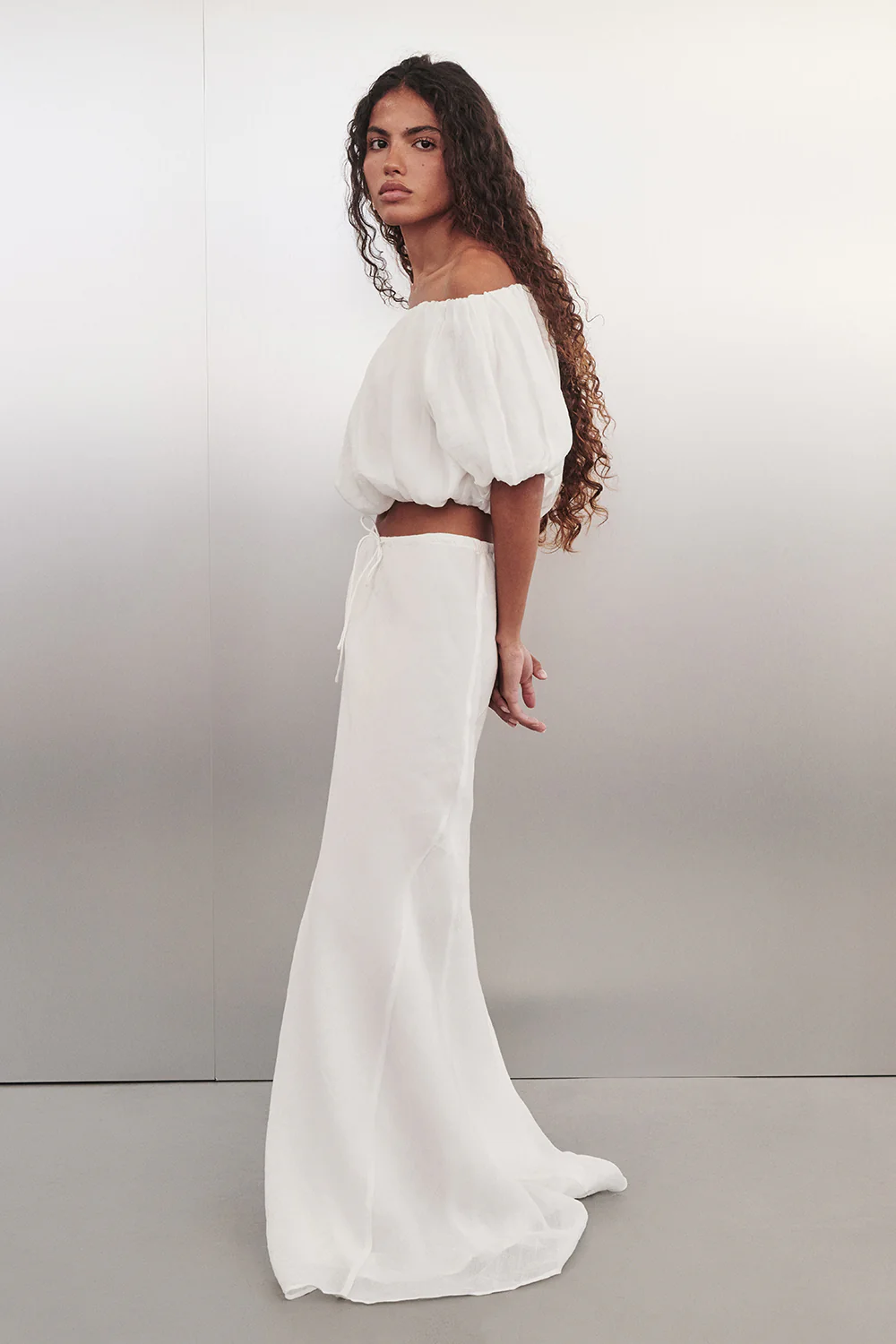 MAISON WHITE RAMIE BIAS MAXI SKIRT - Image 7