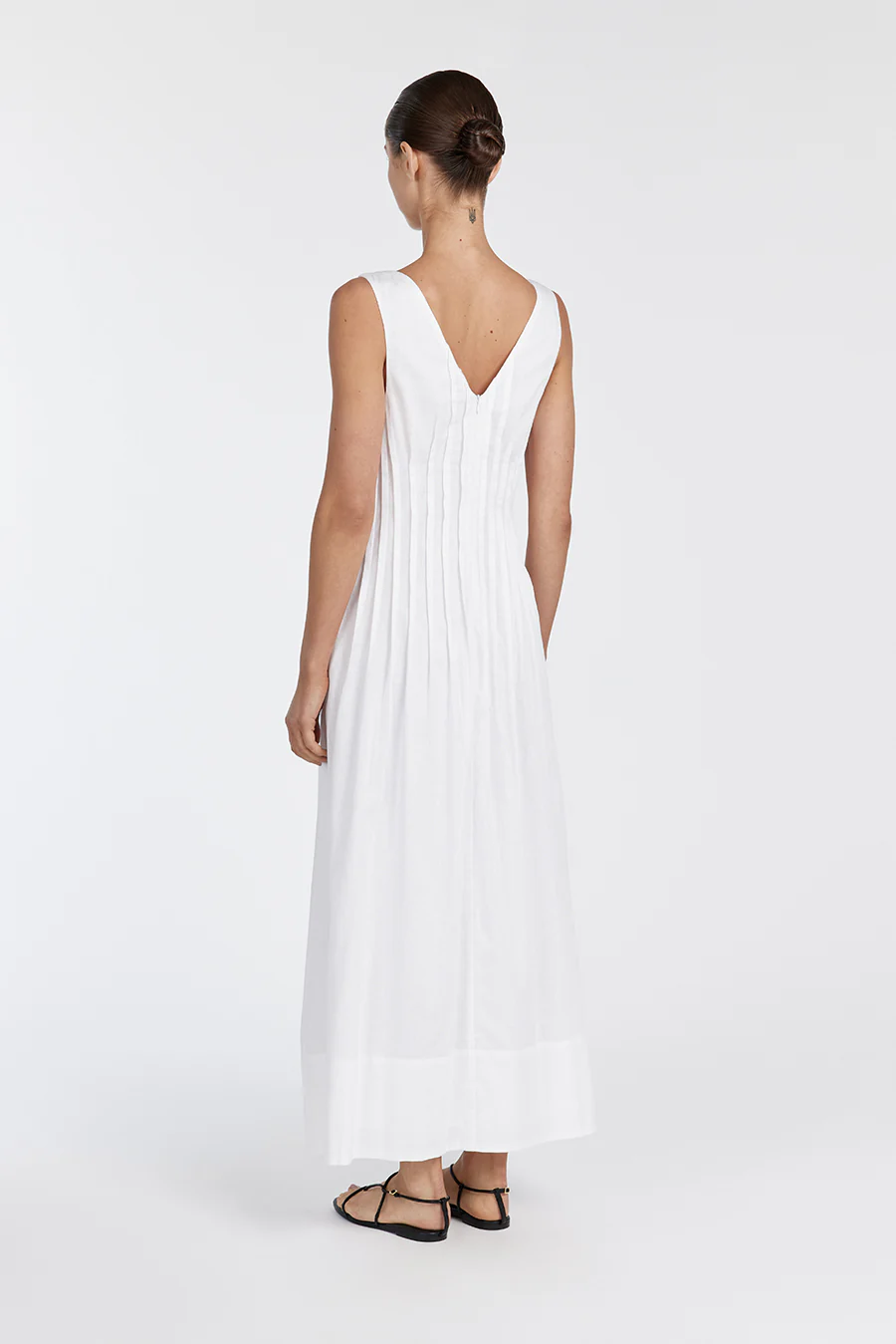 MANA WHITE LINEN MIDI DRESS - Image 4