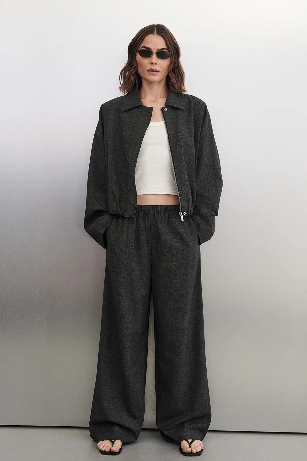 MARCO GREY PLAID ELASTIC PANT