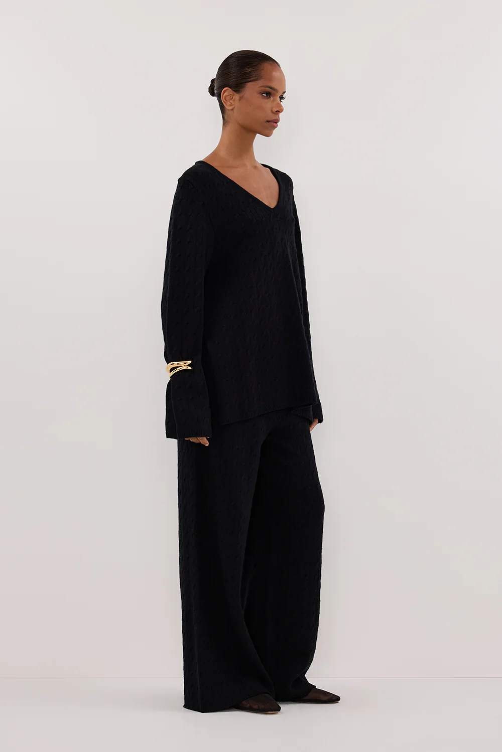 MAREN BLACK CABLE KNIT JUMPER - Image 3