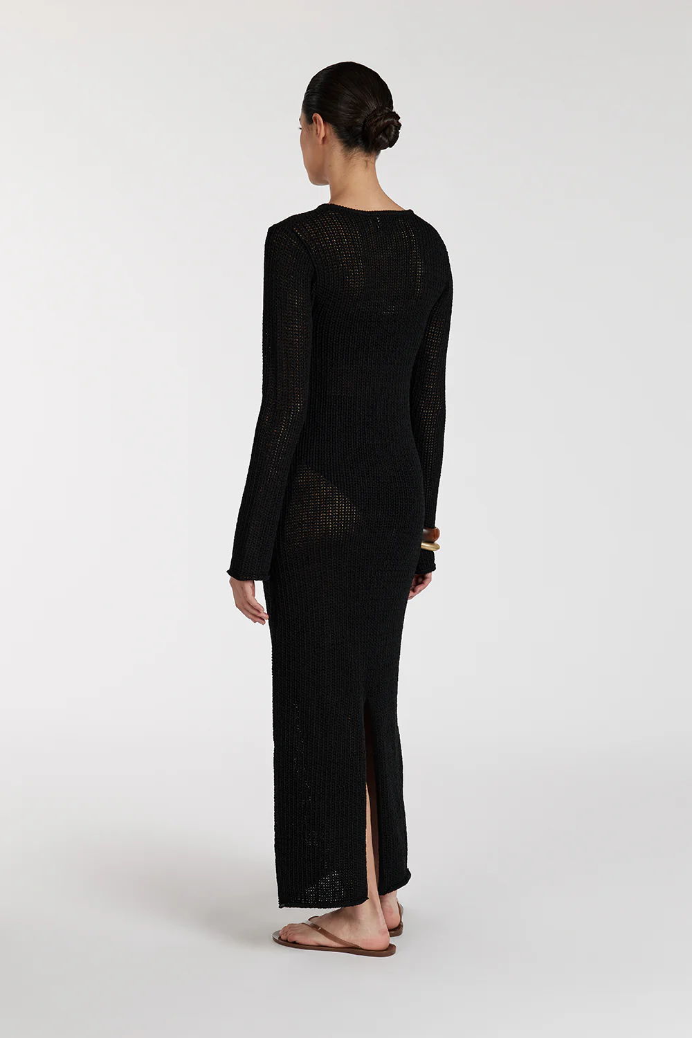 MARGOT BLACK CREW NECK MIDI DRESS - Image 4