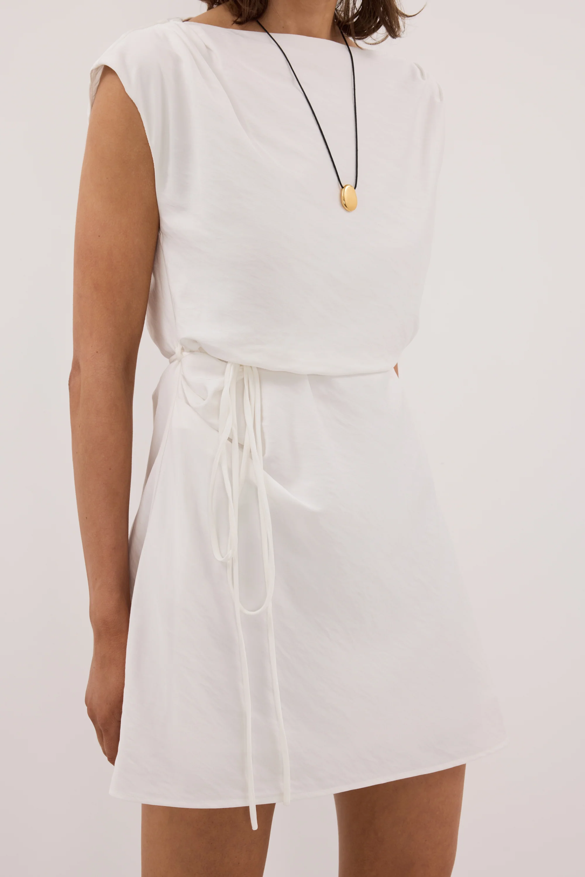 MARMO WHITE DRAPED MINI DRESS - Image 5
