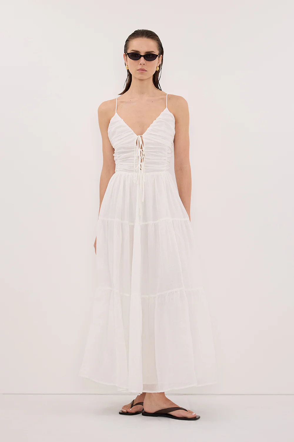 MARNIE WHITE RAMIE MIDI DRESS
