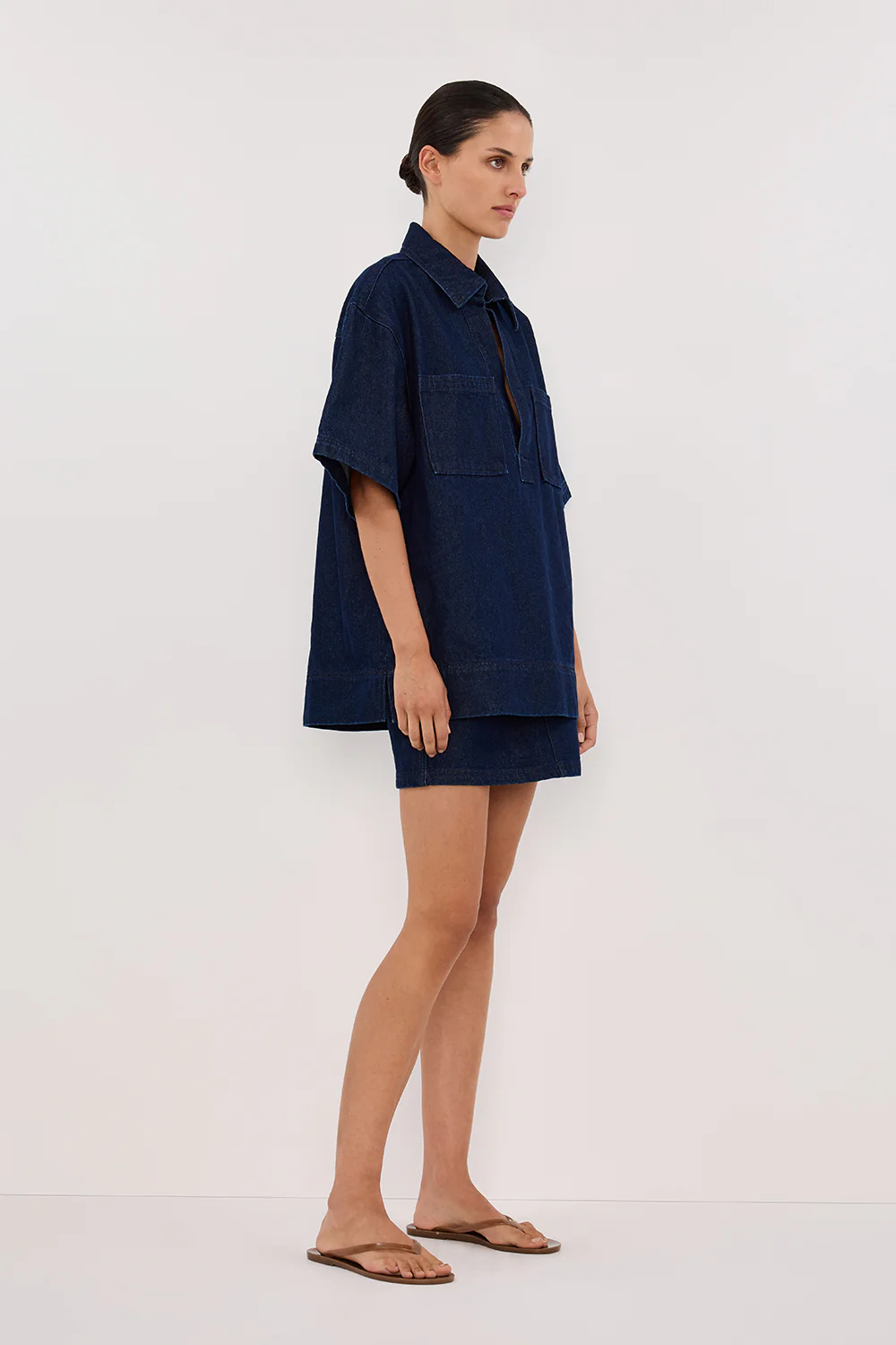 MASON INDIGO BOXY DENIM SHIRT - Image 3