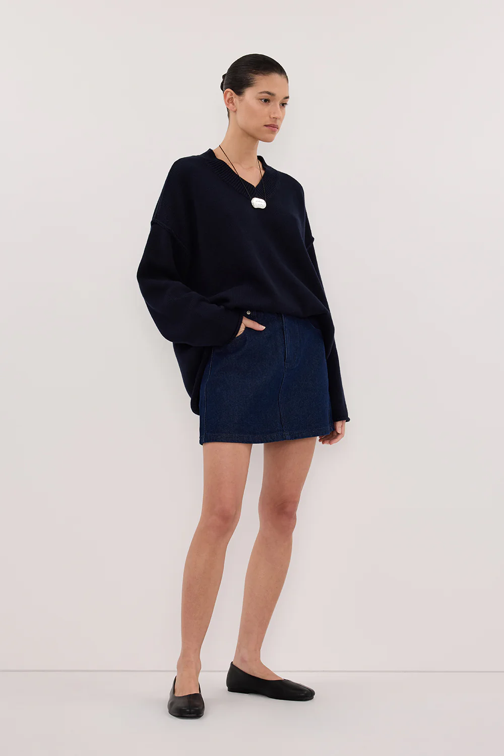 MASON INDIGO DENIM MINI SKIRT - Image 3