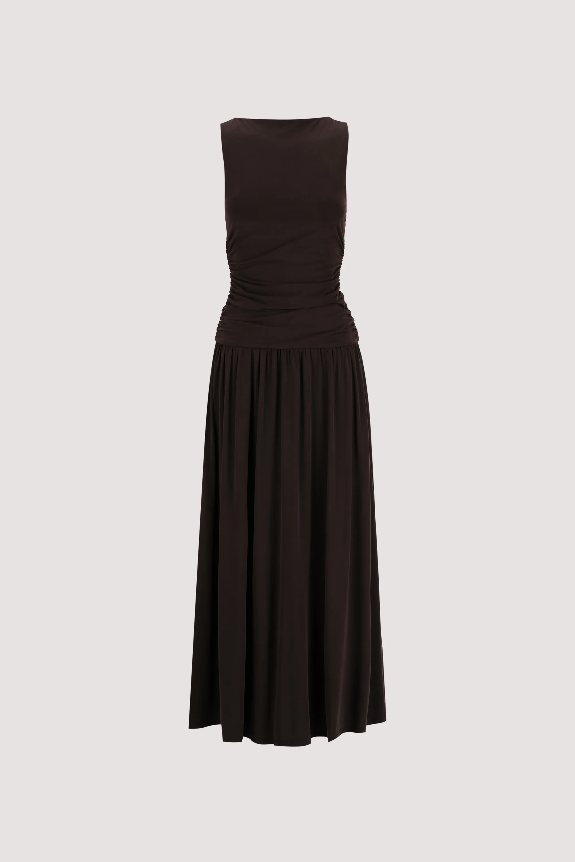 MEG BURNT CHOC SLEEVELESS KNIT MIDI DRESS - Image 8