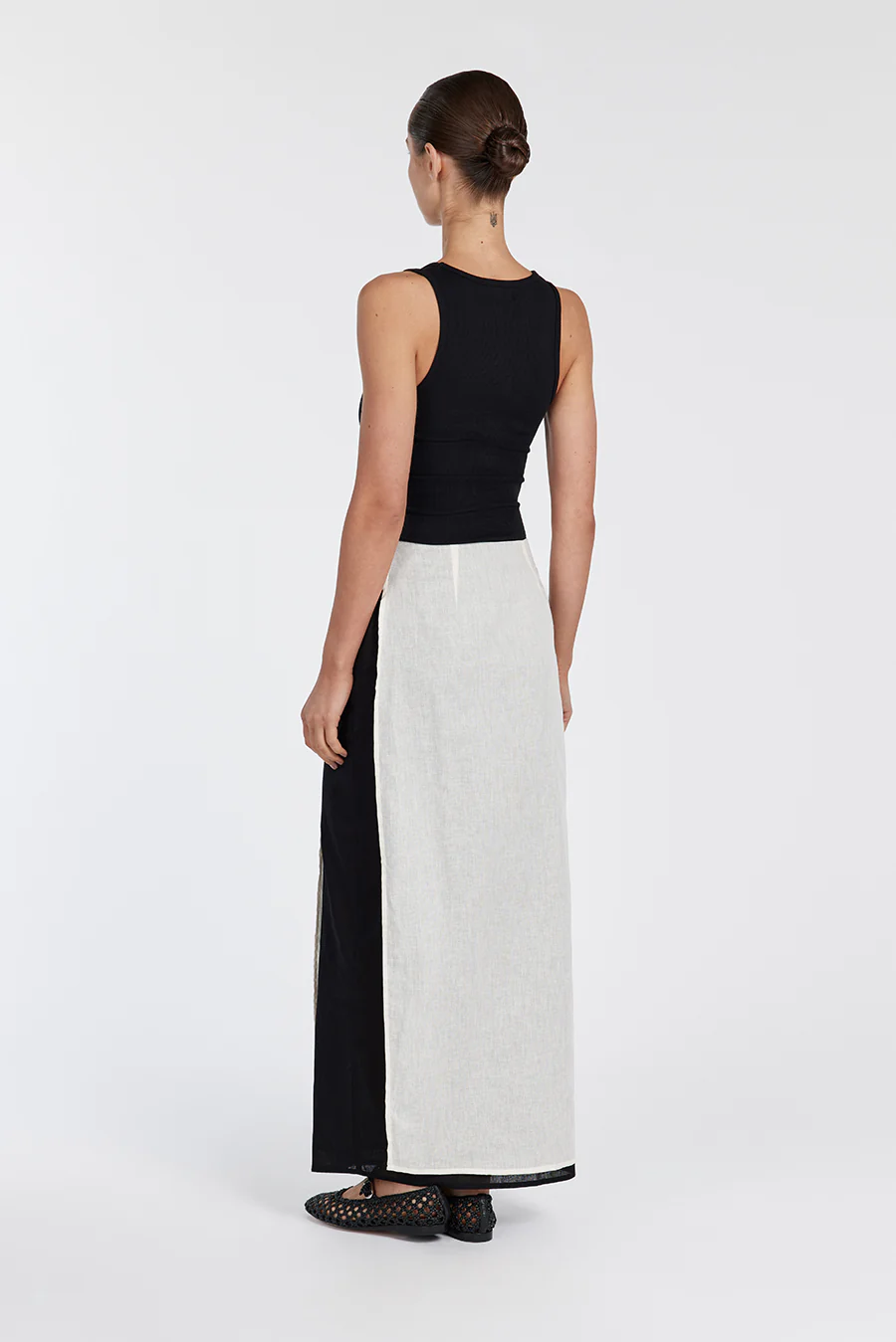 MEGAN CREAM/BLACK WRAP SKIRT - Image 4