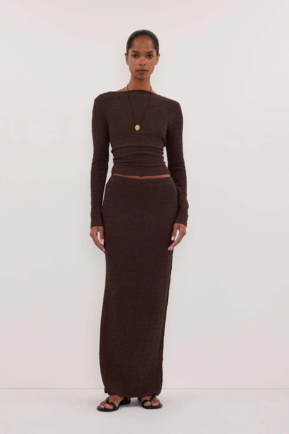 MELISSA CHOC LONG SLEEVE KNIT TOP - Image 6