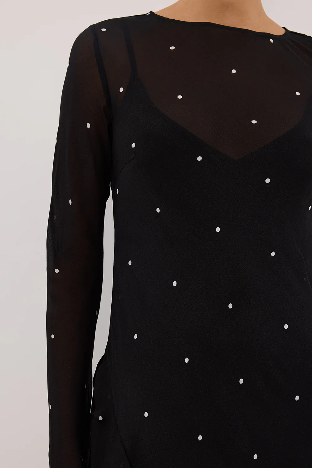 MELROSE BLACK SPOT LONG SLEEVE MAXI DRESS - Image 5
