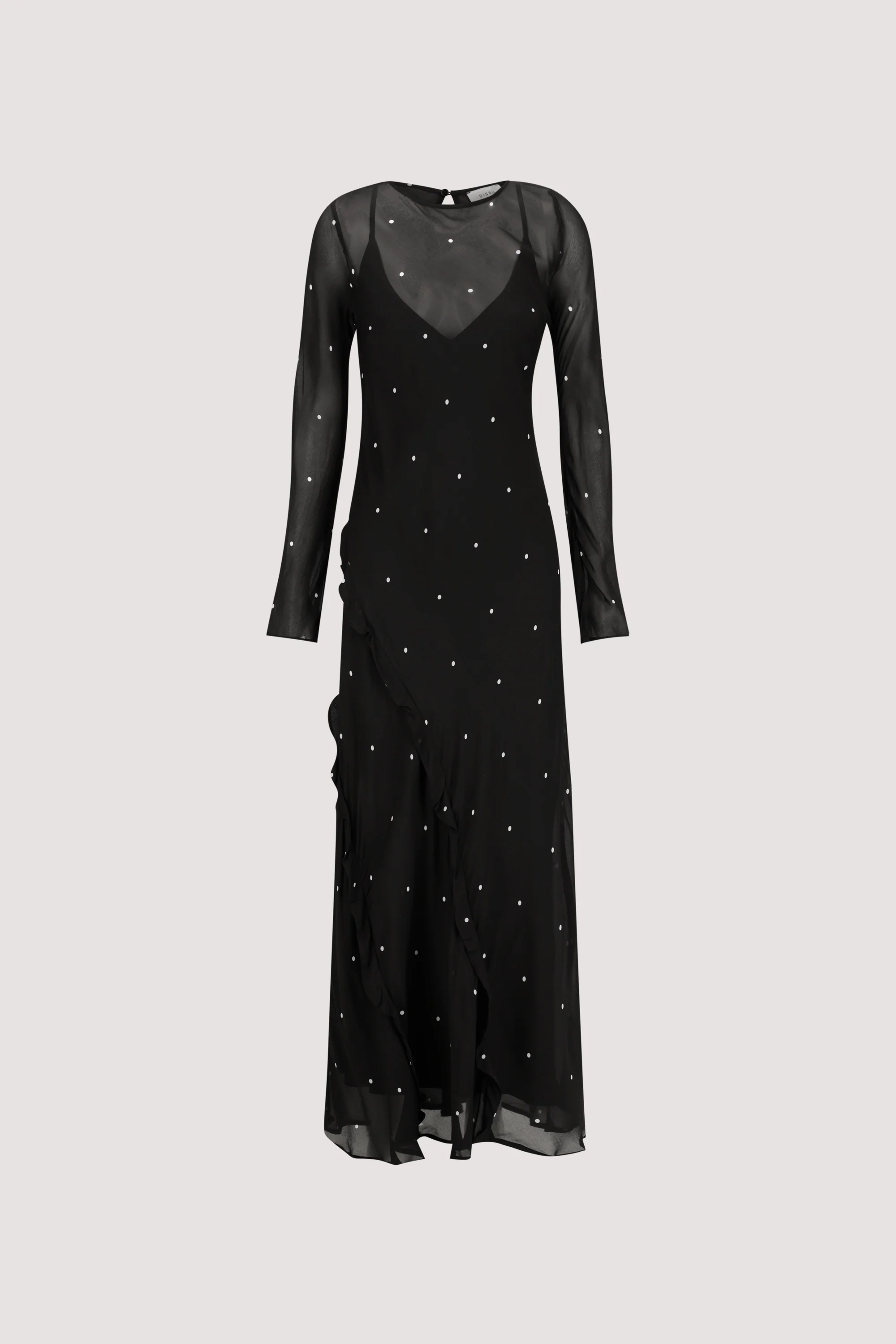 MELROSE BLACK SPOT LONG SLEEVE MAXI DRESS - Image 7